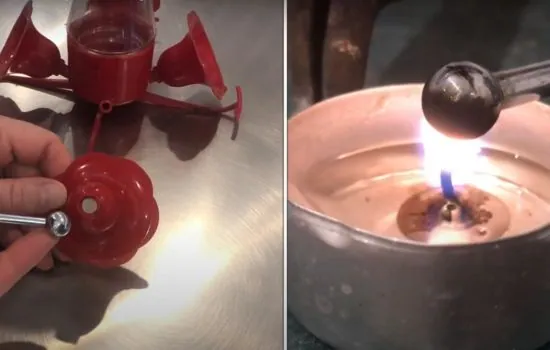 Fixing Loose Cup on Nectar Tube on the Hummingbird Feeder with Heated Metal Ball.
